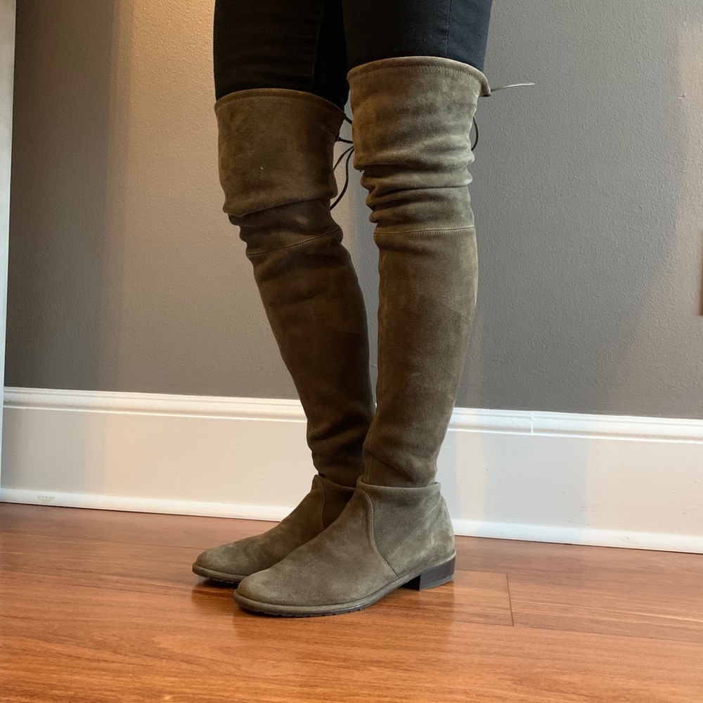 Stuart Weitzman Lowland green (grey) suede boots
